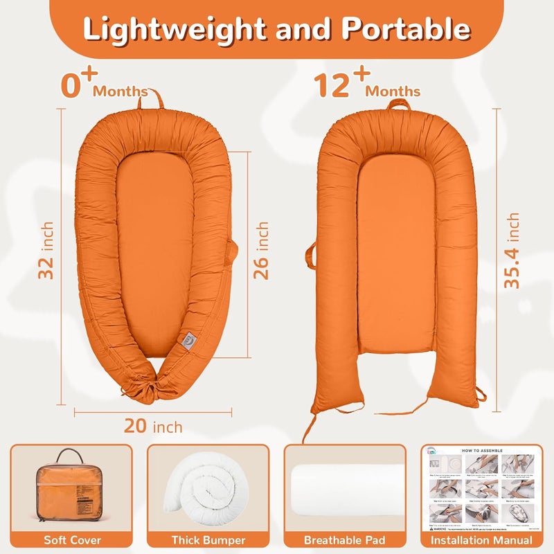 EAQ Baby Lounger, Infant Lounger for Newborn,Portable Baby Nest Cover Breathable & Soft, Newborn Essentials - Image 2